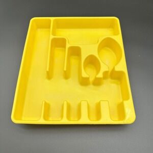 Rubbermaid Yellow Utensil silverware Drawer Organizer Tray Holder 2922 Retro Vtg